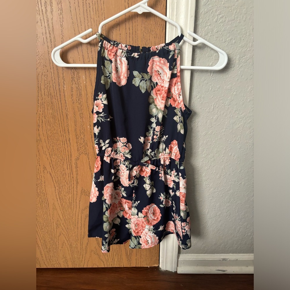 Dark navy blue romper with flowers